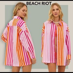 Beach Riot Striped Shirt Dress Beach P/L Alexa Stripe Coverup Button Down